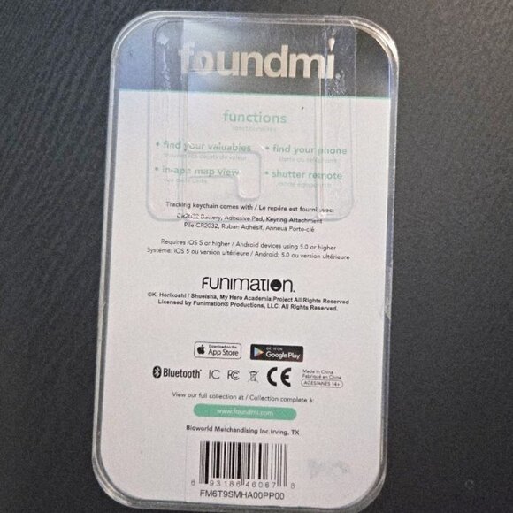 New / Sealed Foundmi Bluetooth Tracking Remote Keychain My Hero Academia - Picture 2 of 2
